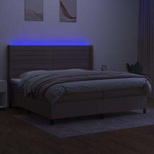 Box spring postel s matrací a LED taupe 200x200 cm textil - obrázek 3