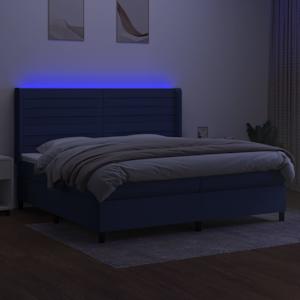 Box spring postel s matrací a LED modrá 200x200 cm textil - obrázek 3