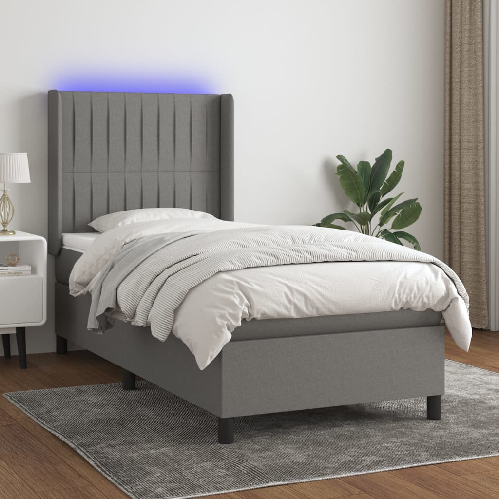  ΚΡΕΒΑΤΙ BOXSPRING ΜΕ ΣΤΡΩΜΑ & LED ΣΚ.ΓΚΡΙ 80X200 ΕΚ. ΥΦΑΣΜΑΤΙΝΟ V-3138430