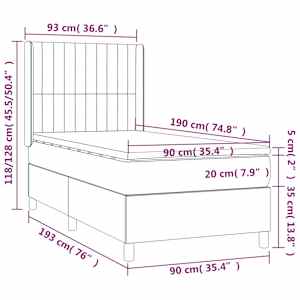 Box spring postel s matrací a LED černá 90x190 cm textil - obrázek 8