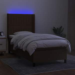 Box spring postel s matrací a LED tmavě hnědá 90x190 cm textil - obrázek 3