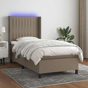 Box spring postel s matrací a LED taupe 90x190 cm textil - obrázek 1
