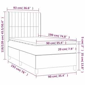 Box spring postel s matrací a LED krémová 90x190 cm textil - obrázek 8