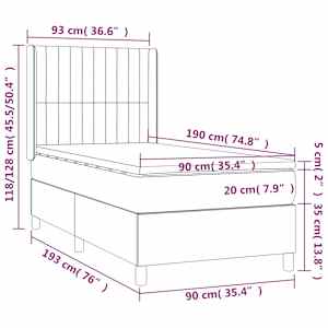 Box spring postel s matrací a LED modrá 90x190 cm textil - obrázek 8