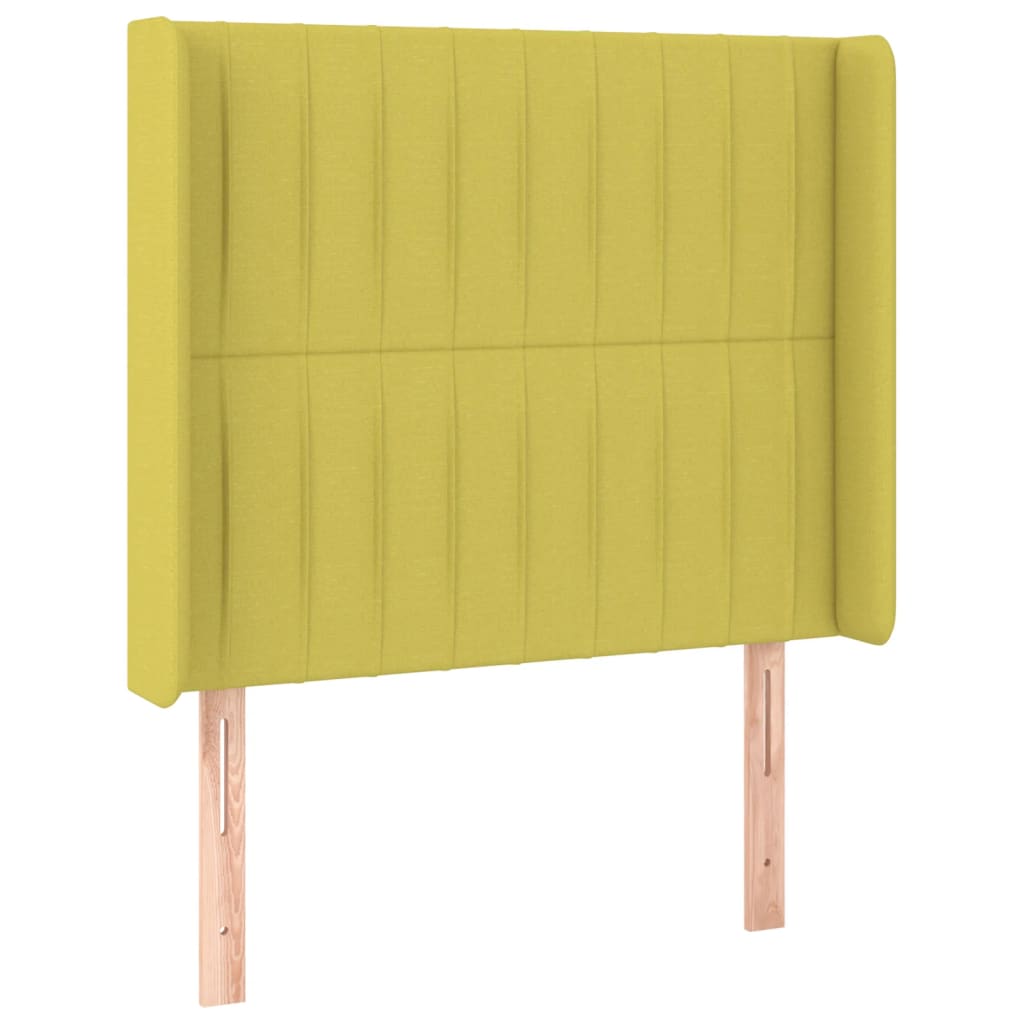 Zöld szövet rugós és LED-es ágy matraccal 90x190 cm 