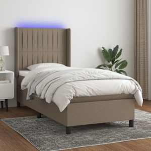 Box spring postel s matrací a LED taupe 100x200 cm textil - obrázek 1