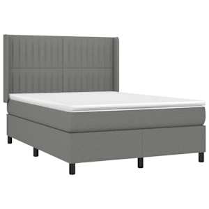 Box spring postel s matrací a LED tmavě šedá 140x190 cm textil - obrázek 4