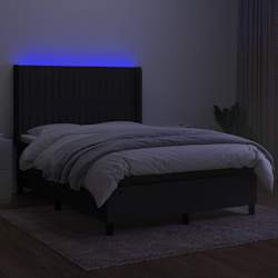 vidaXL Rams&auml;ng med madrass & LED svart 140x190 cm tyg