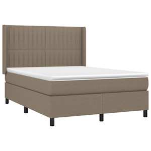 Box spring postelja z vzmetnico LED taupe 140x190 cm blago - slika 4