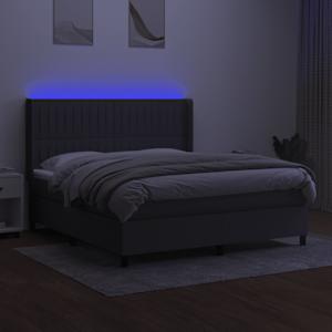 Box spring postel s matrací a LED tmavě šedá 160x200 cm textil - obrázek 3