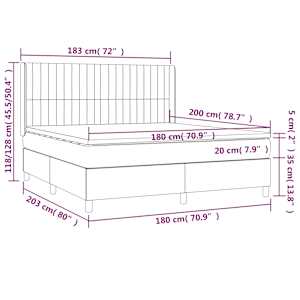 Box spring postel s matrací a LED krémová 180x200 cm textil - obrázek 8