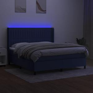 Box spring postel s matrací a LED modrá 180x200 cm textil - obrázek 3