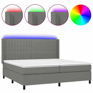 Box spring postel s matrací a LED tmavě šedá 200x200 cm textil - obrázek 2