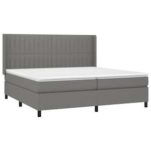 Box spring postel s matrací a LED tmavě šedá 200x200 cm textil - obrázek 4