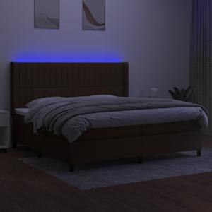 Box spring postel s matrací a LED tmavě hnědá 200x200 cm textil - obrázek 3