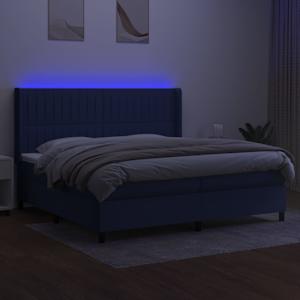 Box spring postel s matrací a LED modrá 200x200 cm textil - obrázek 3