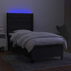 vidaXL &Kappa;&rho;&epsilon;&beta;ά&tau;&iota; Boxspring &mu;&epsilon; &Sigma;&tau;&rho;ώ&mu;&alpha; & LED &Mu;&alpha;ύ&rho;&omicron; 80x200 &epsilon;&kappa;. &Upsilon;&phi;&alpha;&sigma;&mu;ά&tau;&iota;&nu;&omicron;