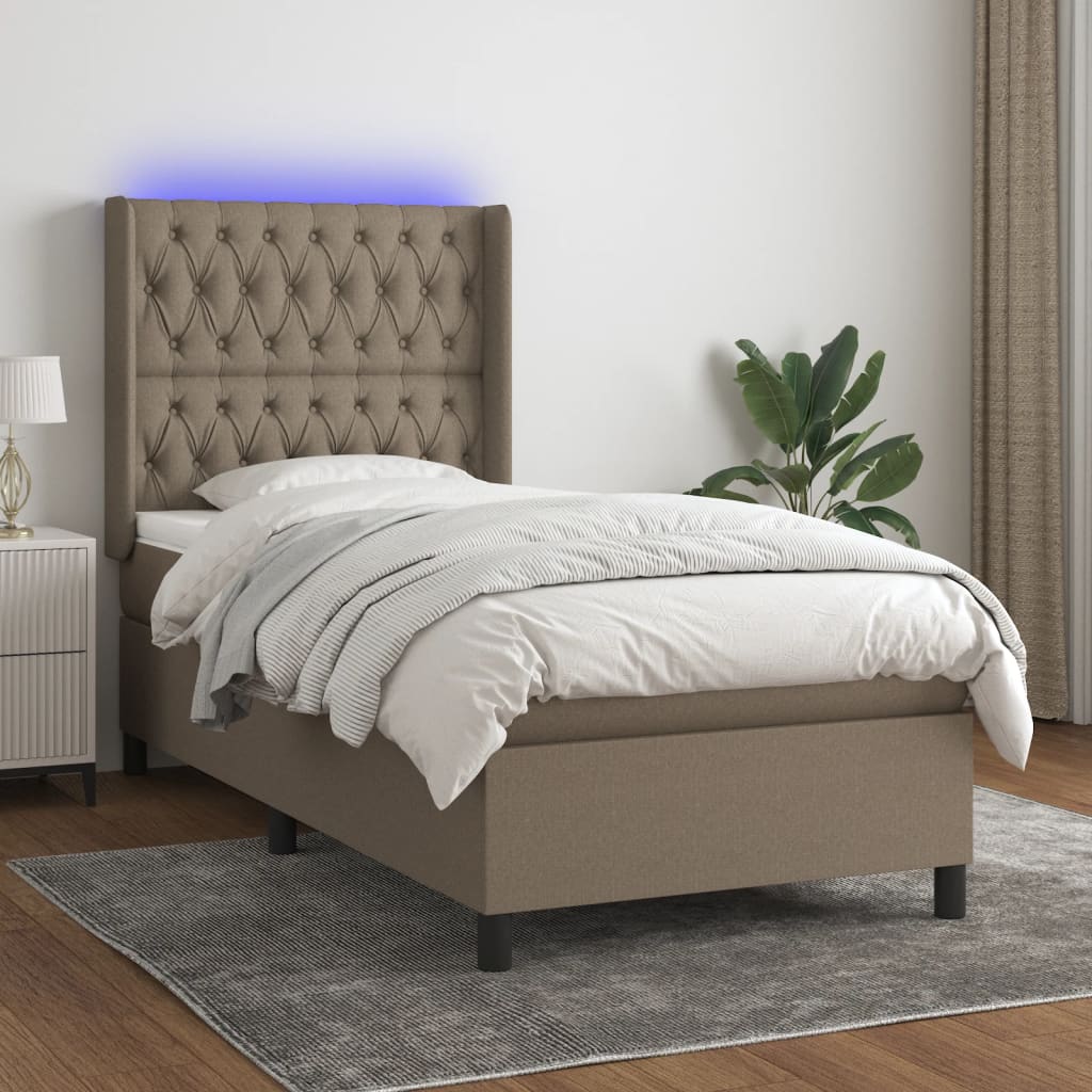 vidaXL Boxspringbett mit Matratze & LED Taupe 80x200 cm Stoff