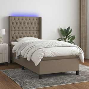 Box spring postel s matrací a LED taupe 80 x 200 cm textil - obrázek 1