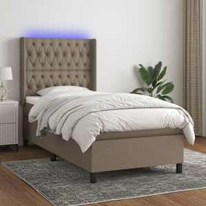 Box spring postel s matrací a LED taupe 90x190 cm textil - obrázek 1