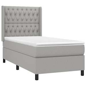 Box spring postel s matrací a LED světle šedá 90x200 cm textil - obrázek 4