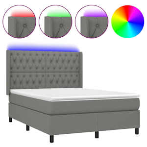 Box spring postel s matrací a LED tmavě šedá 140x190 cm textil - obrázek 2