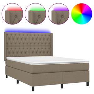 Box spring postel s matrací a LED taupe 140x190 cm textil - obrázek 2