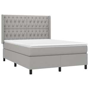 Box spring postel s matrací a LED světle šedá 140x200 cm textil - obrázek 4