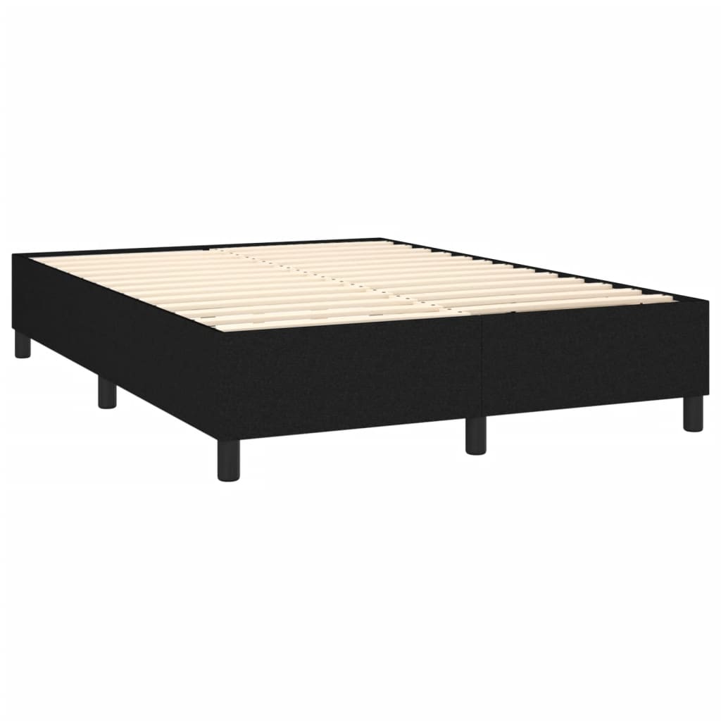 fekete szövet rugós és LED-es ágy matraccal 140x200 cm