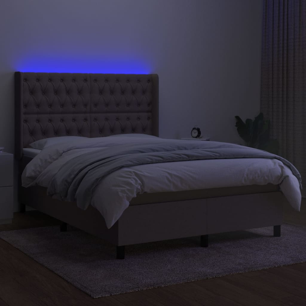 Thumbnail - vidaXL Boxspringbett mit Matratze & LED Taupe 140x200 cm Stoff