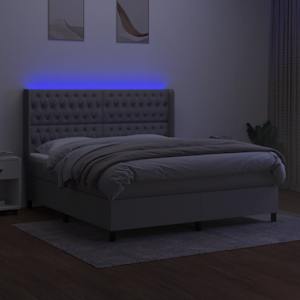 Box spring postel s matrací a LED světle šedá 160x200 cm textil - obrázek 3