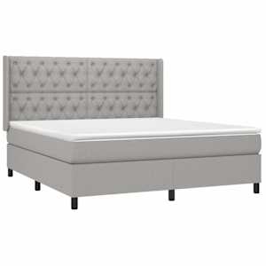 Box spring postel s matrací a LED světle šedá 160x200 cm textil - obrázek 4