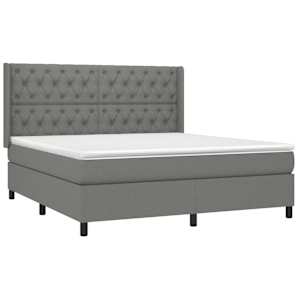 Box spring postel s matrací a LED tmavě šedá 160x200 cm textil - obrázek 4