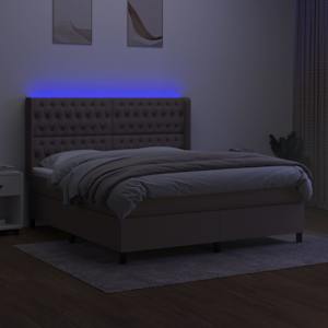 Box spring postel s matrací a LED taupe 160x200 cm textil - obrázek 3