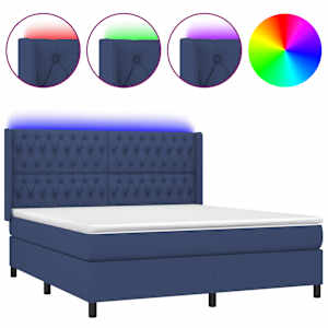 Box spring postel s matrací a LED modrá 160x200 cm textil - obrázek 2