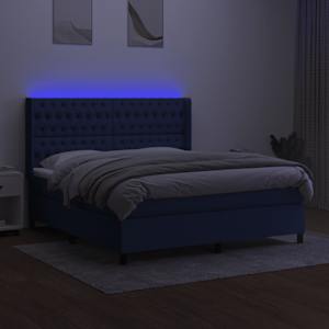 Box spring postel s matrací a LED modrá 160x200 cm textil - obrázek 3