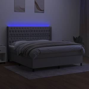 Box spring postel s matrací a LED světle šedá 180x200 cm textil - obrázek 3