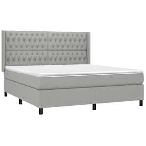 Box spring postel s matrací a LED světle šedá 180x200 cm textil - obrázek 4