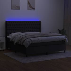 Box spring postel s matrací a LED černá 180x200 cm textil - obrázek 3