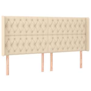 Box spring postel s matrací a LED krémová 180x200 cm textil - obrázek 7