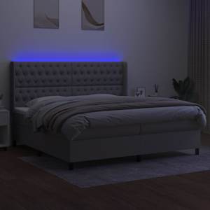 Box spring postel s matrací a LED světle šedá 200x200 cm textil - obrázek 3