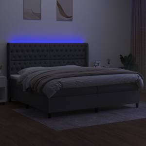 Box spring postel s matrací a LED tmavě šedá 200x200 cm textil - obrázek 3