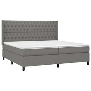 Box spring postel s matrací a LED tmavě šedá 200x200 cm textil - obrázek 4