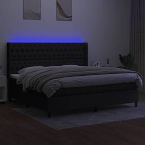 Box spring postel s matrací a LED černá 200x200 cm textil - obrázek 3