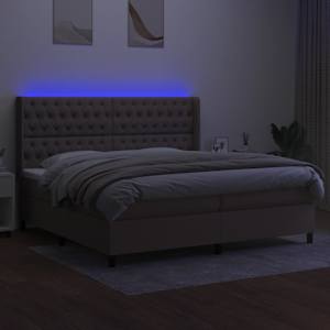Box spring postel s matrací a LED taupe 200x200 cm textil - obrázek 3