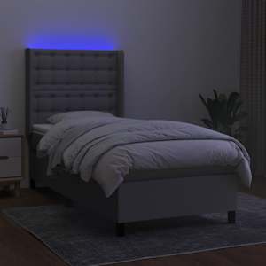 Box spring postel s matrací a LED světle šedá 80x200 cm textil - obrázek 3