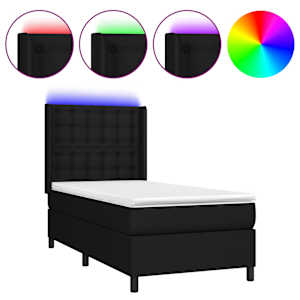 vidaXL kontinentaalvoodi madrats ja LED, must, 80x200 cm, kangas