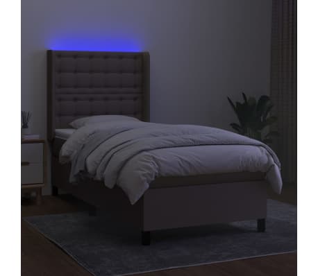 vidaXL Rams&auml;ng med madrass & LED taupe 100x200 cm tyg