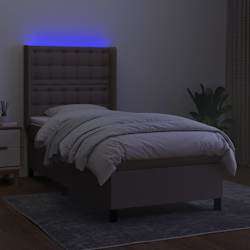 vidaXL Rams&auml;ng med madrass & LED taupe 100x200 cm tyg