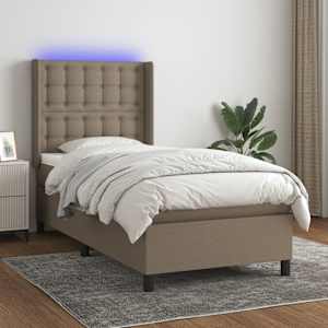 Box spring postel s matrací a LED taupe 100x200 cm textil - obrázek 1